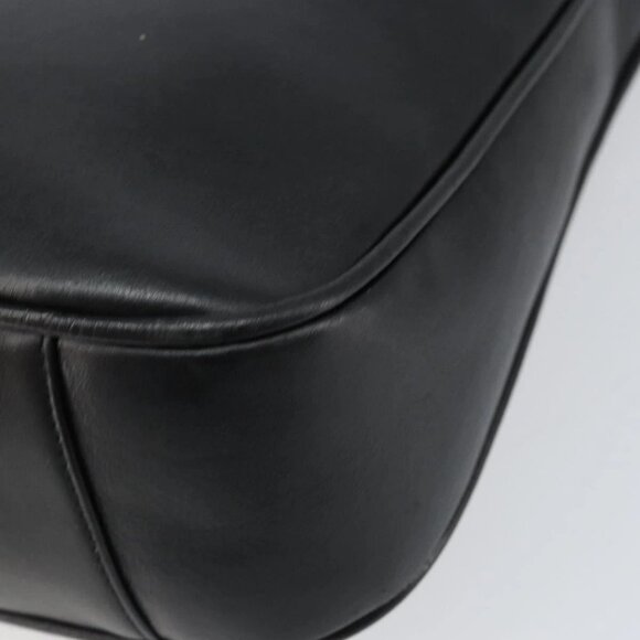 GUCCI Bamboo Shoulder Bag Leather Black Gold 001 3166 Auth 150409 - Picture 11 of 16